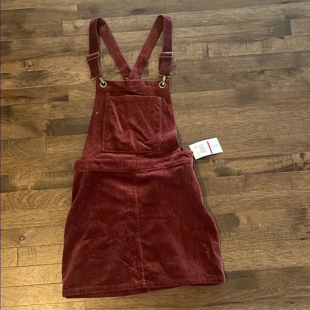 Burgundy Corduroy Overall Dress